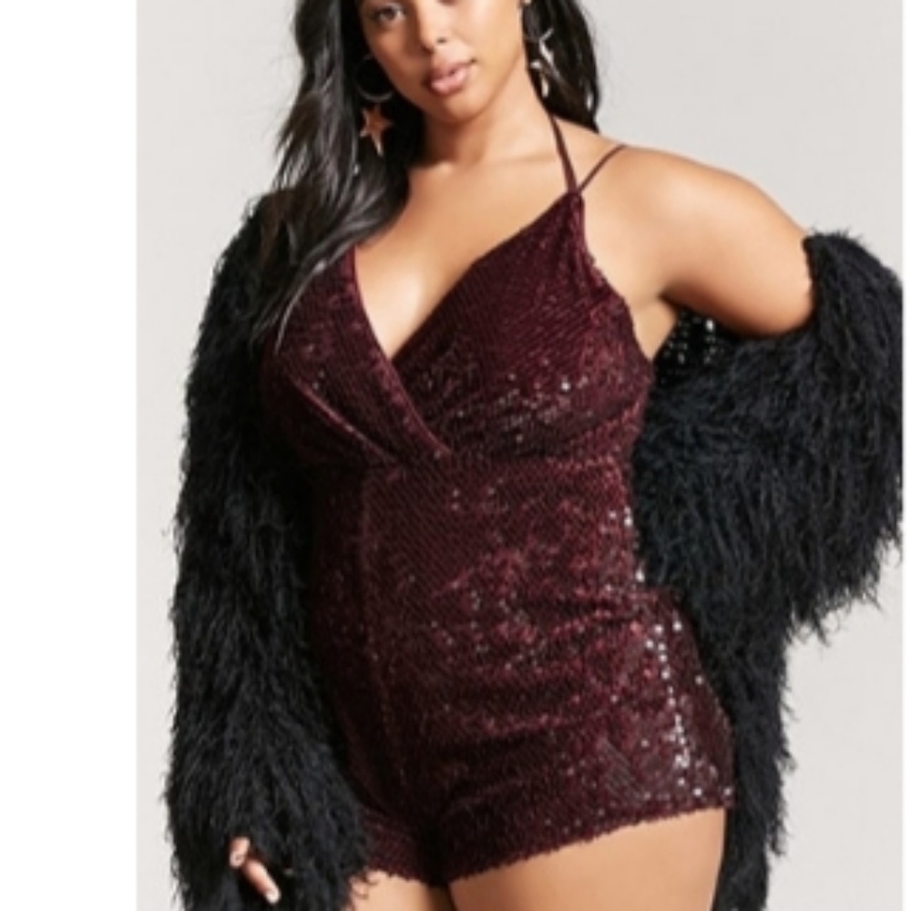 Burgundy Sequins romper